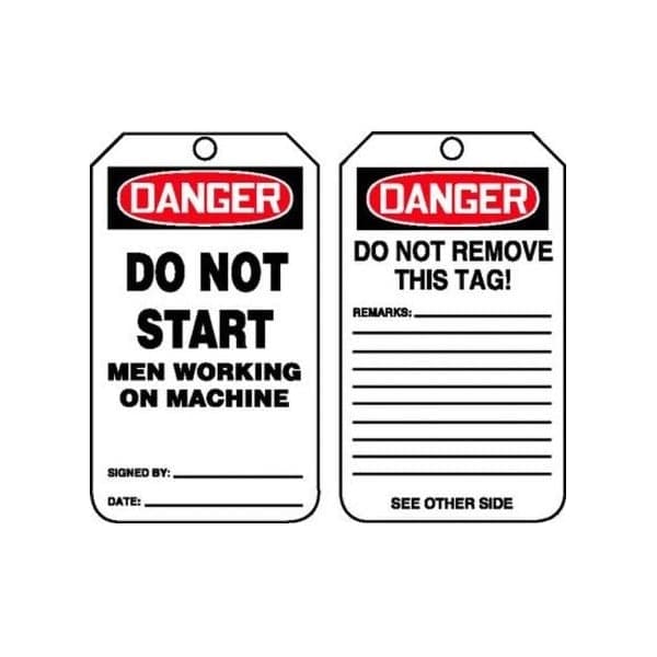 Accuform Safety Tags, DANGER DO NOT START MEN WORKING ON MACHINE, 5.75in x 3.25in, PF-Cardstock, 25PK MDT203CTP - main